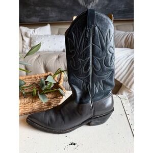AUSTIN HALL Vintage Cowboy Boots Blue Gray Leather Pointed Toe Men's Size 10